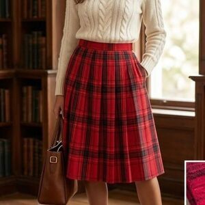 Vintage 80’s 90’s academia tartan wool old money clueless grunge Leslie Fay size